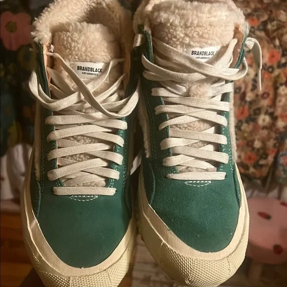 Anthropologie x Brandblack Vibram Green and Cream High-Top Sneakers - Picture 1 of 6